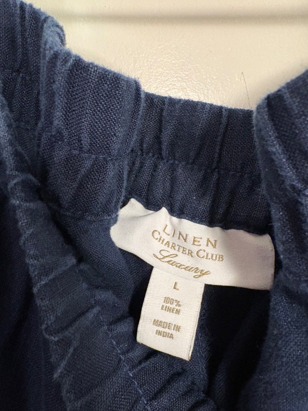 Navy Blue Charter Club Luxury 100% Linen pants/trousers, wide leg, Size L - Picture 2 of 6